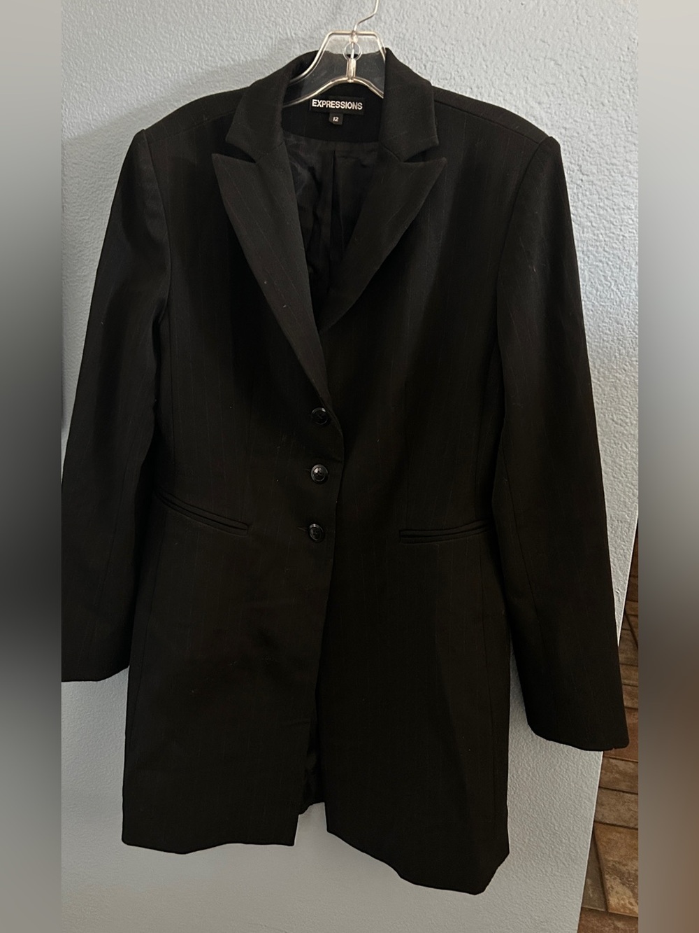 Expressions Women's Black Single-Breasted Blazer and Pants Set Size 12